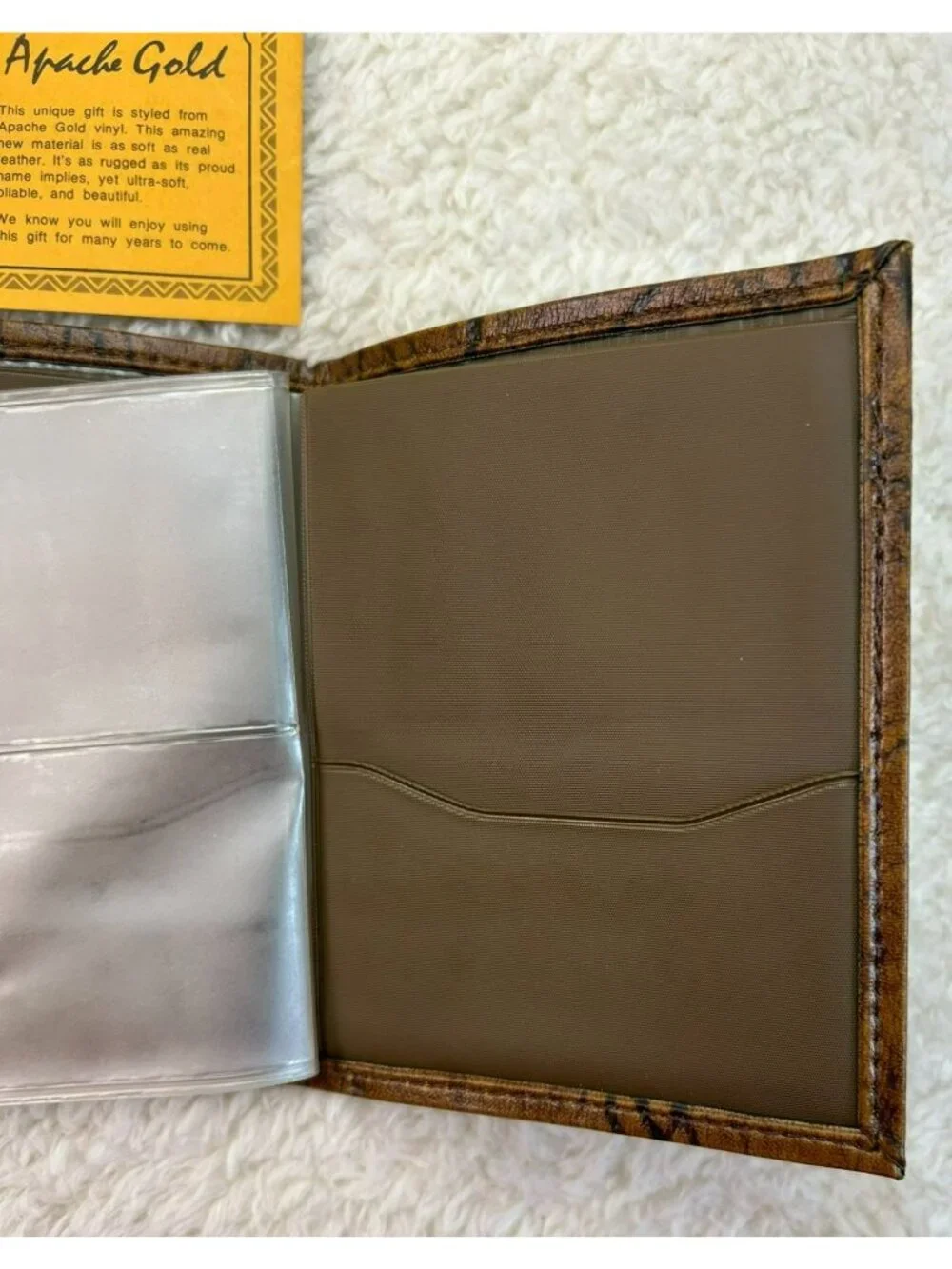 Apache Gold Mens Wallet Brown Faux Leather Trifold Vinyl Pliable Card & Bill